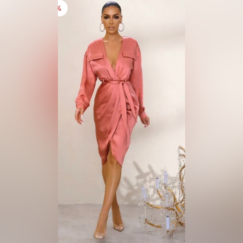 Club L London Terracotta Satin Dress